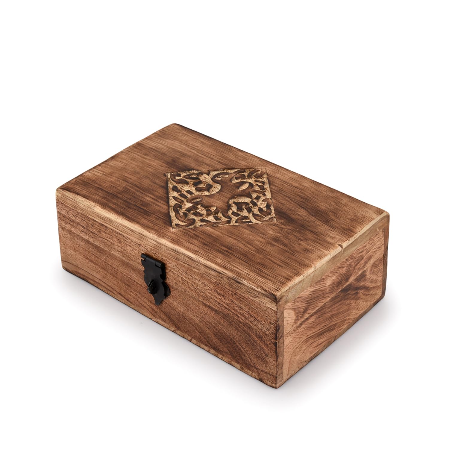Indus Lifespace Wooden Jewellery Trinket Box Keepsake Storage Organiser with Hand Carved Celtic Design