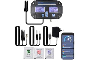 EC pH Monitor for Hydroponics, 6-in-1 Water Quality Tester with Wi-Fi, pH Meter Tester, Continuous Monitor of pH PPM EC CF Hu