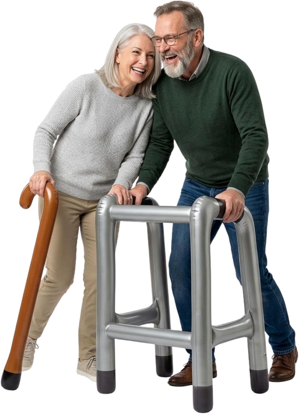 FNA FASHIONS Inflatable Zimmer Frame Walking Stick Set - Joke Prop Gift