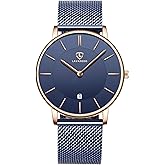 BEN NEVIS Mens Watch, Minimalist Fashion Simple Wrist Watch Analog Date with Stainless Steel Mesh Band