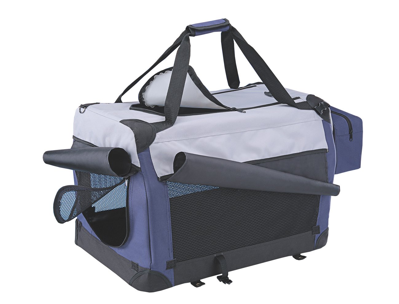 Nobby Traveller Plus Carrybag for Dog/ Cat, 50 x 35 x 35 cm, Blue/ Grey
