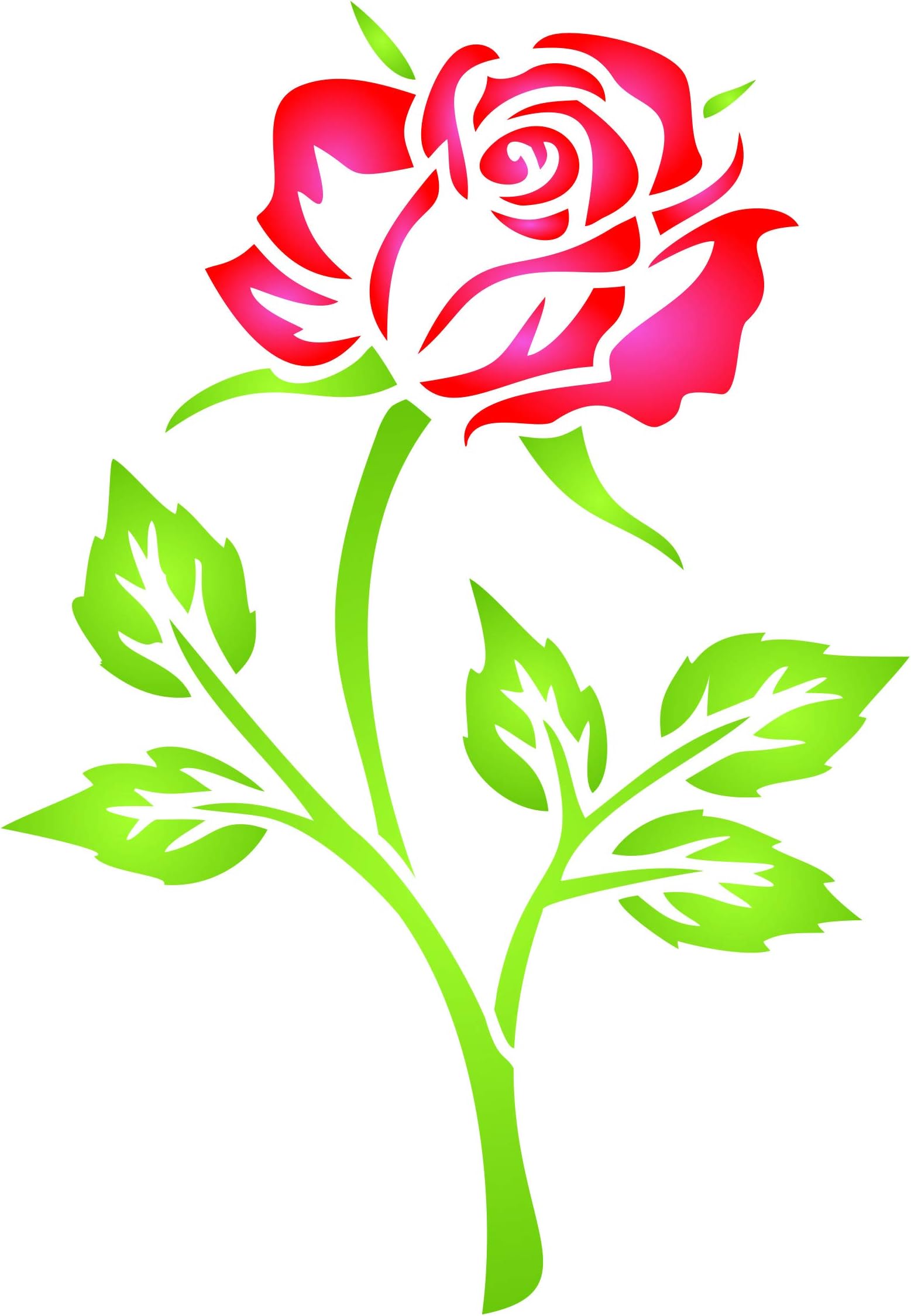 Single Rose Stencil, 6.5 x 9.5 inch (L) - Bloom Flora Flower Wall Stencils for Painting Template