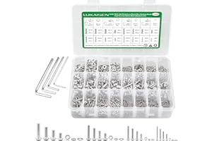 LUKAISEN 1440PCS Screws Nuts and Washers Assortment, M2 M3 M4 M5 Hex Button Head Cap Metric Bolts and Nuts Kit - 304 Stainless Steel Screws with 4 Allen Wrenches for 3D Printer Furniture Industrial