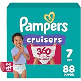 Pampers Diapers - Cruisers 360 - Size 7, 88 Count, up to 100% Leakproof Pull-On Diaper for Active Babies