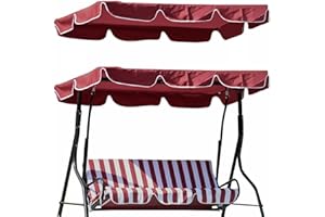 Timoau Porch Swing Canopy, Replacement Waterproof Swing Top Cover, 3 Seater Garden Swing Seat Canopy Cover，Durable Outdoor Su
