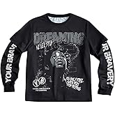SOLY HUX Men's Letter Graphic Tees Crew Neck Long Sleeve 2 in 1 T Shirt Tops Streetwear