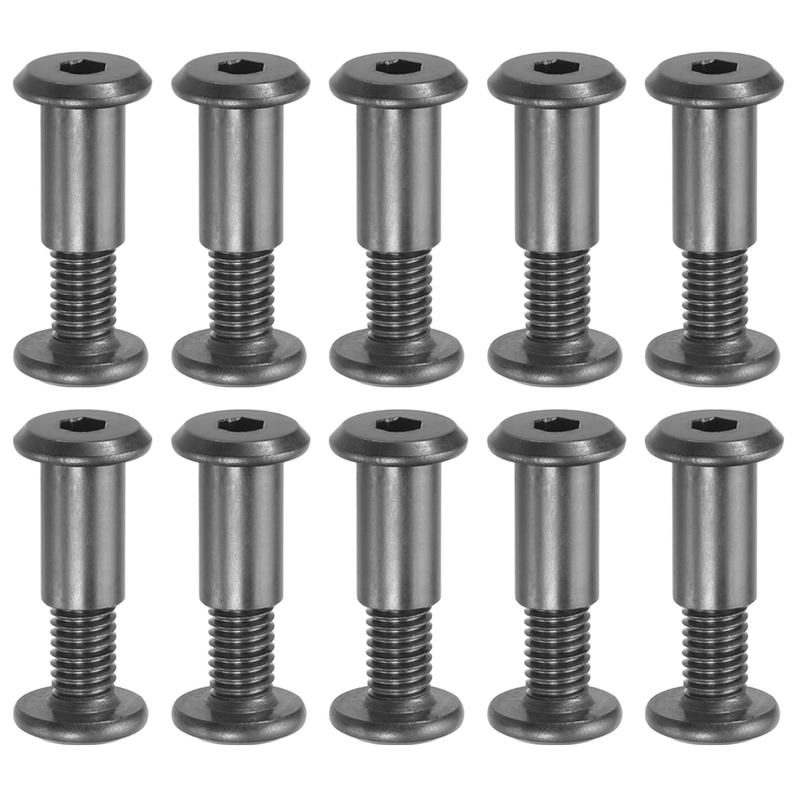 PATIKIL M8 x 16 mm Hex Chicago Screws, 10 Set Binding Screw Posts Connecting Hex Drive Socket Cap Bolt Nuts for Scrapbook Leather Belt Album Photo Furniture Repair, Black