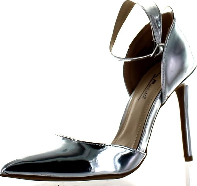 Bamboo Womens Riseup08 Dress Pumps Shoes, Silver Patent