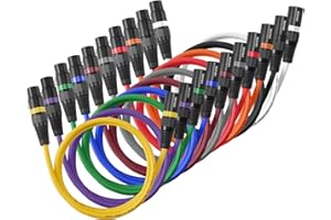 VEVOR XLR Cable 3.3 ft, 10 Pack, Shielded Balanced DMX Male to Female Microphone Cables, Gold-Plated 3-Pin XLR Mic Speaker Co