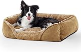 JOEJOY Medium Dog Cat Bed Lamb Fleece Warm Washable Brown 63x53x21cm