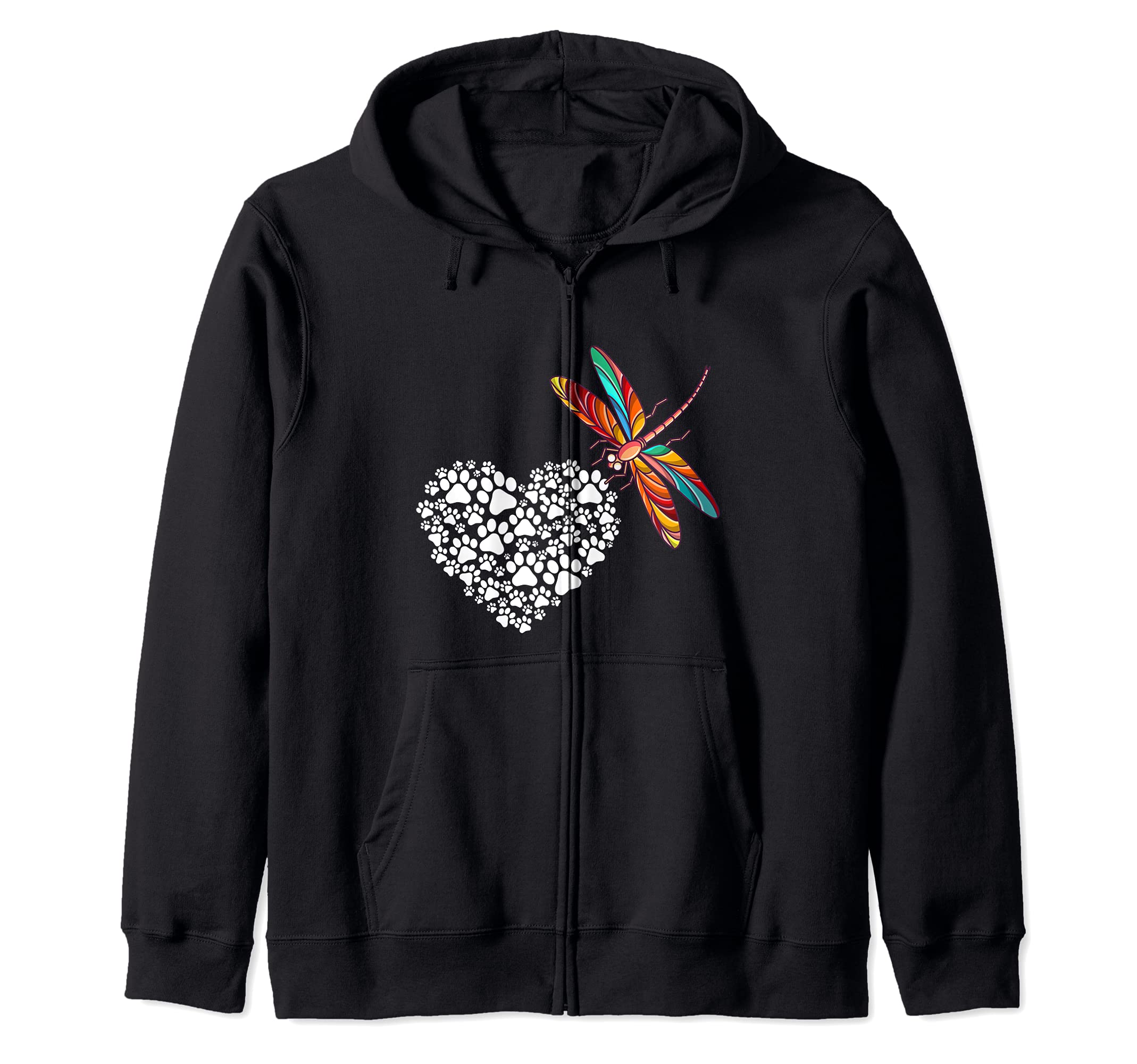 Dragonfly Dog Paw Insect Dog Lover Zip Hoodie