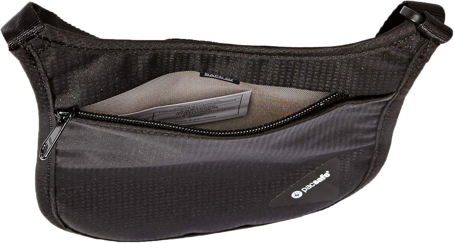  | Pacsafe Coversafe V75 Anti-Theft RFID Blocking Passport Holder & Neck Pouch / Wallet - Fits up to Four Passports (or iPhone X) plus Credit Cards, for Women & Men (Black) | Travel Wallets