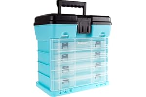 Portable Tool Box - Small Parts Organizer with Drawers and Customizable Compartments for Hardware, Tackle, Beads, or Crafts by Stalwart (Light Blue)