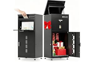 Xyvaly Package Delivery Boxes for Outside Waterproof Package Drop Box with Lock Visible Panels & Safety Baffle Mailbox Large Amazon Delivery Box Anti-Theft Letters Parcel Box for Home Porch Yard