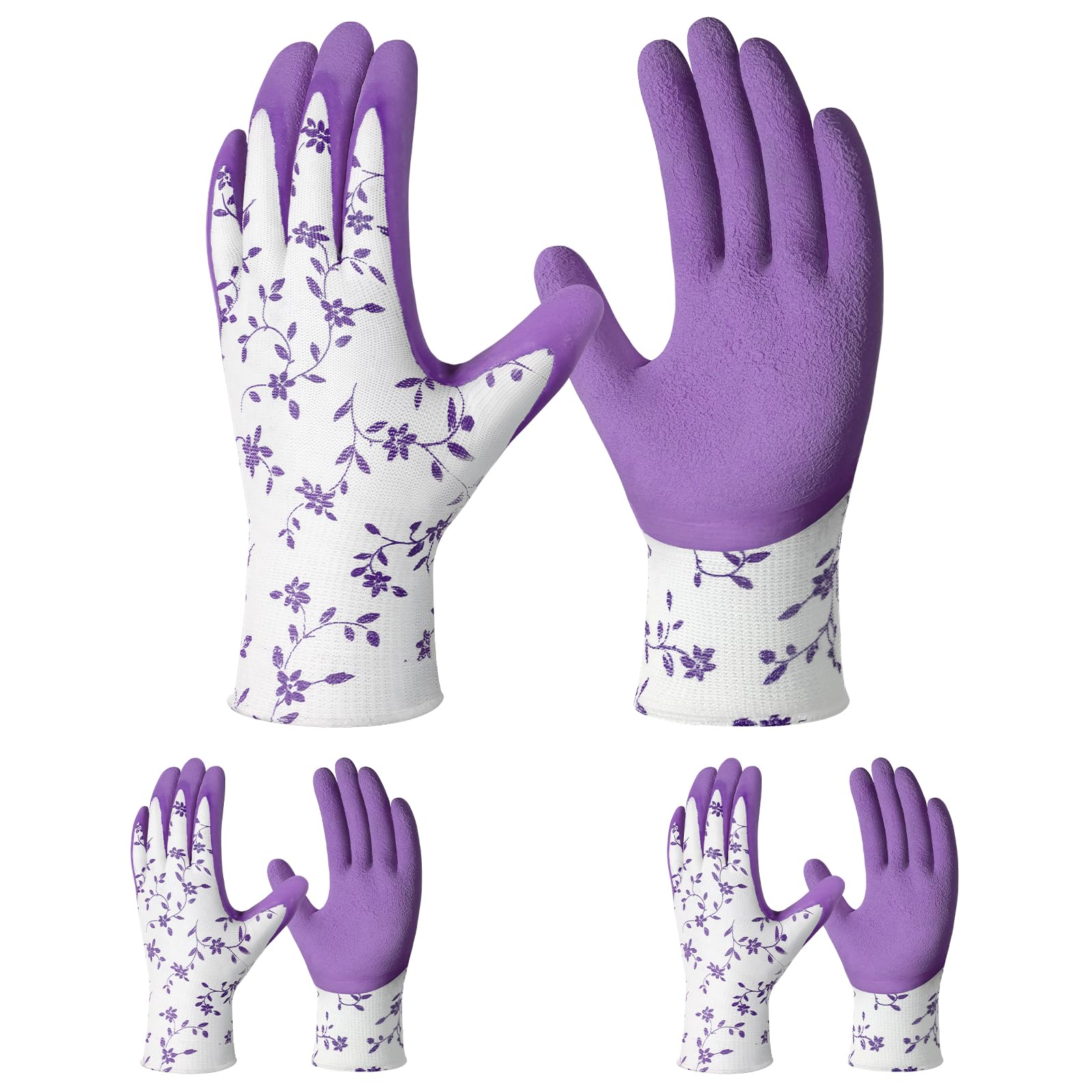 Gardening Gloves for Women Men - 3 Pairs Breathable