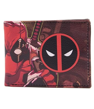 Planet Superheroes Deadpool with Guns Synthetic Red Mens and Womens Wallet