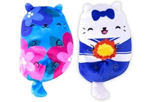 Cats vs Pickles - Posie & Pom-Paws - 2-Pack - 4" Cute Cuddly Collectible Bean Plush Toy - Collect These as Desk Pets, Fidget 