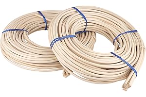 YUENPUN 2 Rolls #8 Reed Spline, 65 Feet x 3/16 Inches Natural Cane Webbing Roll, Round Reed Coil for DIY Furniture Making and
