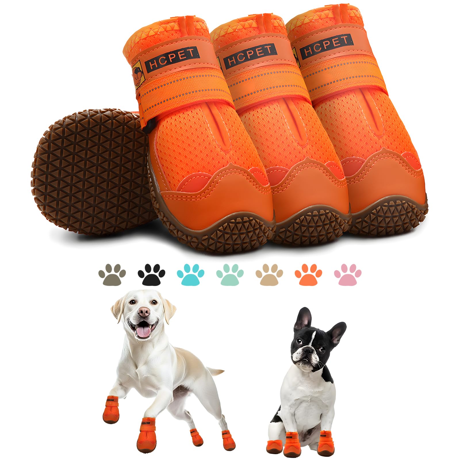 Photo 1 of *USED*
Hcpet Dog Shoes for Large Dogs, Breathable Dog Booties for Small Medium Dogs, Anti-Slip Dog Boots & Paw Protectors for Hot Pavement Winter Snow Hiking with Reflective Straps Orange Size 7