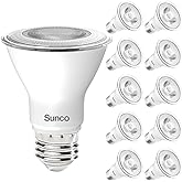 Sunco 10 Pack PAR20 LED Bulb, Flood Light, E26, 7W=50W, Track Lighting | 3000K Warm White, 500LM, Dimmable, Outdoor/Indoor Lighting, Medium Base, Wet Rated, Flood Lights for Porch, Patio, Yard