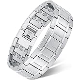 Feraco 3X Magnetic Bracelets for Men Titanium Steel Magnetic Bracelet with 3 Rows Magnets (Gunmetal)