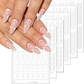 Fcozpjk French Tips Stickers 6Sheets French Tip Tool French Manicure Strips | 6 Designs Self-Adhesive Nail Tips Guides French Tip Nail Stickers Smile Lines V-shape French Tip Stencil DIY Decoration Women