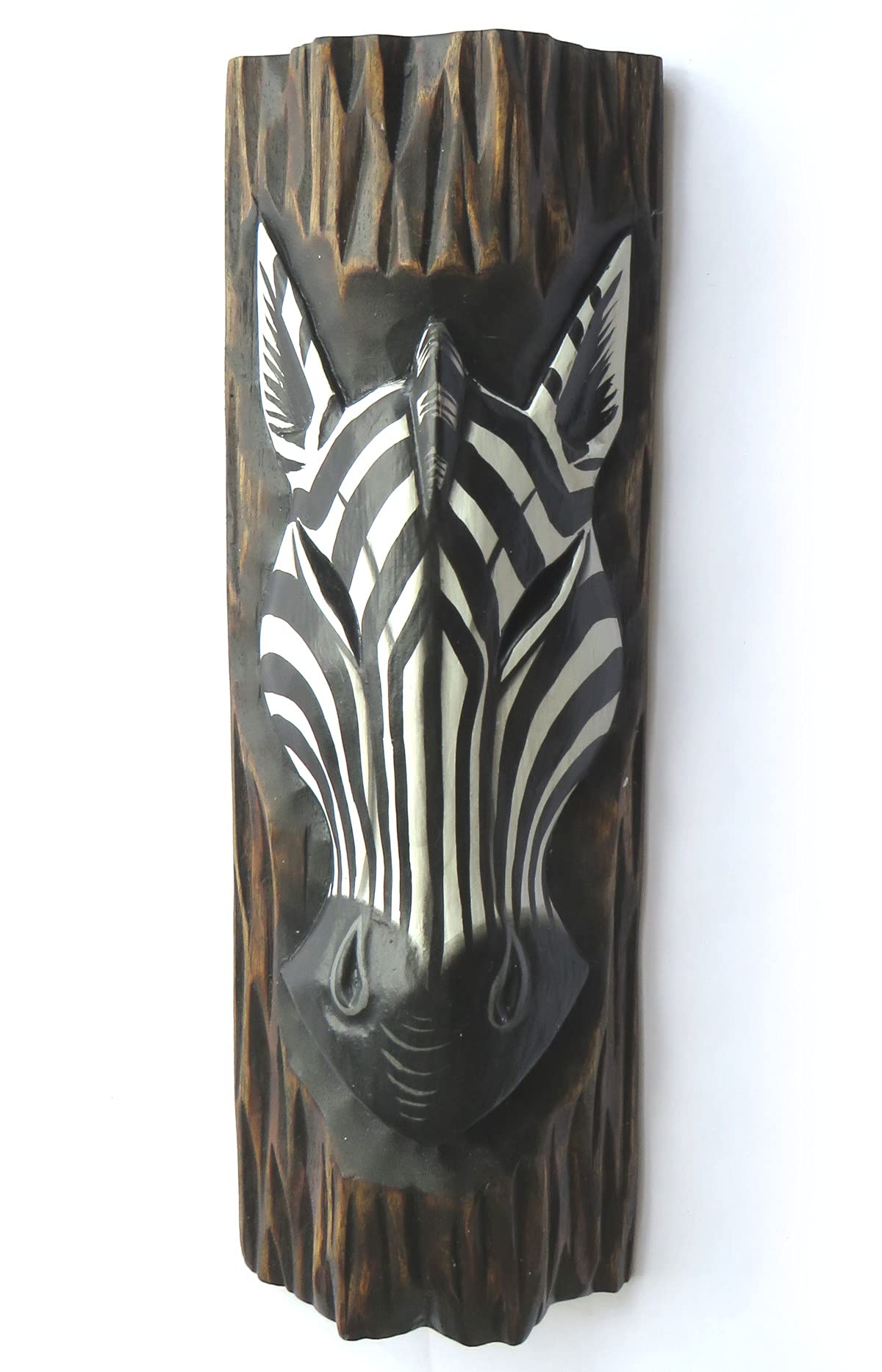 Hand Carved Wooden Zebra Mask for Wall Hanging