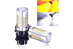 gunroil 2 Pack 3157 Car LED Turn Signal Lights, Super Bright Vehicle Lighting Bulb Replacement, Two-color Design, Universal Waterproof Automotive Indicator Light for Truck SUV Car (White & Yellow)