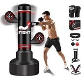 Heavy Freestanding Boxing Bag with Gloves, Pump and Jump Rope, Reflex Ball | Women Men Kickboxing Bags for Training MMA Muay Thai Fitness