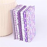 7Pcs Top Purple Cotton Craft Fabric Bundle Squares Patchwork DIY Sewing Scrapbooking Quilting Floral Dot Pattern Craft and Hobby Fabric 10" x 10" (25cm x 25cm)