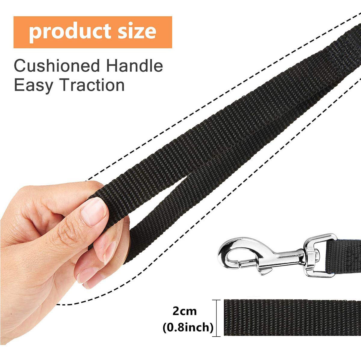 Musonic 50ft 65ft 100ft Black Extra Long Line Training Dog Leash (50 Feet)