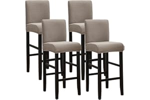 SPRINGRICO Bar Stool Covers Set of 4, Stretch Washable Barstool Seat Covers with Backs, Removable Counter Height Chair Covers for Kitchen Dining Room Cafe (S3-Taupe, 4PCS)