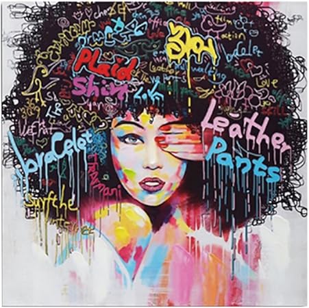 Super1798 Linda Menina Letra Imagem Pintura Abstrata Parede Arte Artesanal  Decoração de Escritório Doméstico | Amazon.com.br