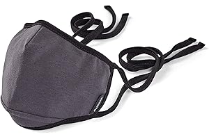 Allett Face Mask | Reusable 2 Pack | Grey/Black Ties | Washable | Made with Polypropylene Non-Woven Filter | Nose Shaping Flex-Wire