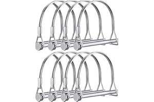 TRULEEGO 8 Pack Trailer Hitch Pin 1/4 x 4inch Wire Lock Pin Hitch Pin Clip Safety Pin Trailer Coupler Pin PTO Pin Locking Pin Heavy Duty Clips for Secure Locking Trailer Towing Farm Outdoor Equipment (Arch)