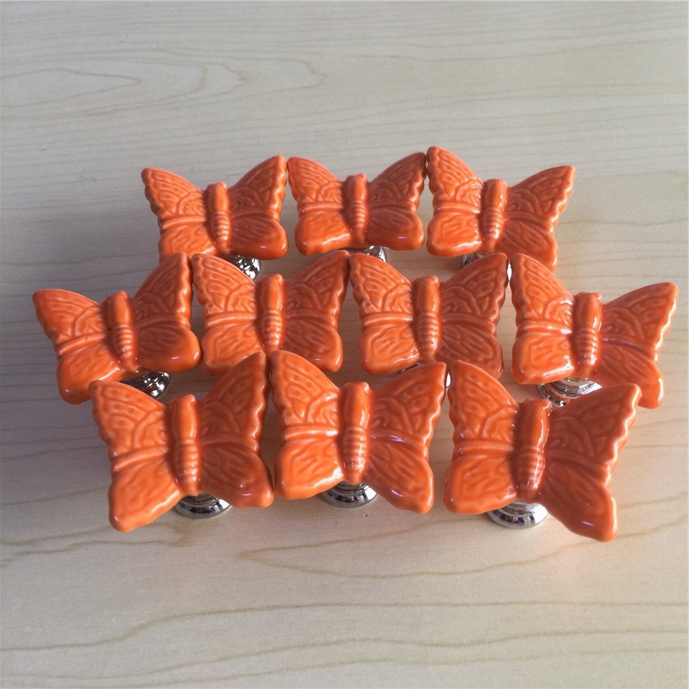 Orange Drawer Knobs Pulls Sunkni 33mm 10pcs Butterfly Knobs