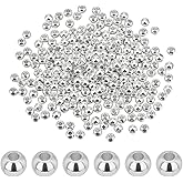 PH PandaHall 300pcs 4mm Smooth Round Beads Silver Spacer Beads Brass Bead Long-Lasting Plated Loose Spacer Seamless Ball Bead for Summer Hawaii Stackable Bracelet Necklace Earring Jewelry Making