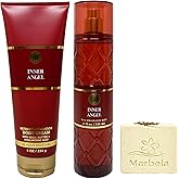 Bath & Body Works Inner Angel Body Cream and Fragrance Mist Duo Set with a Creamy Rose Bar Soap - Full Size