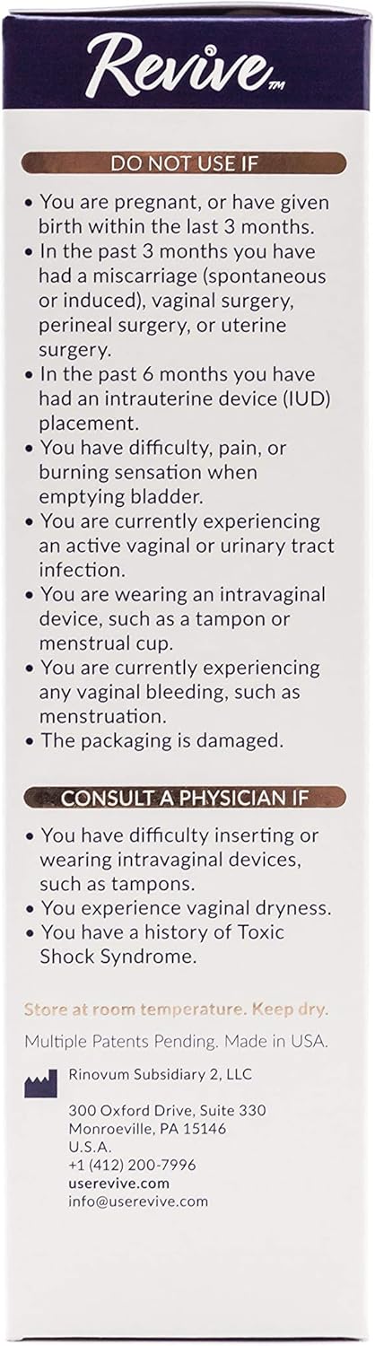 Revive Reusable Bladder Control Support for Women, 1 Month Supply, One Size Fits Most, Light Bladder Leakage Support: Health & Personal Care