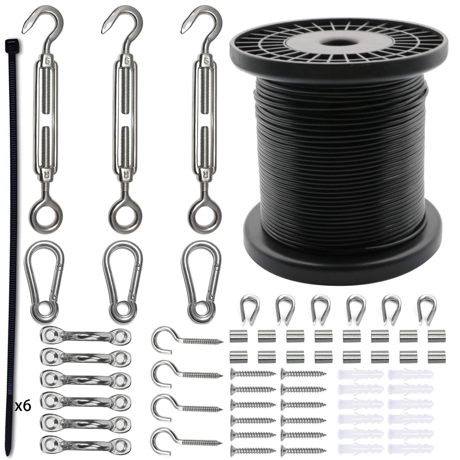 Belio String Light Hanging Kit，Stainless Steel Cable for Outdoor Lights