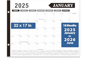 HISMOCAL 22x17 Large Desk Calendar 2025-2026, From January 2025 to June 2026 with To Do & Notes, 18 Months Desktop Calendar with Notes for Home, Office and School (white, 1 PACK)