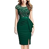Miusol Women's Elegant Cap Sleeve Sequin Lace Cocktail Dress