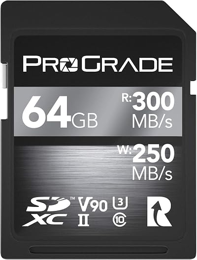 ProGrade Digital 64GB SDXC UHS-II V90 300R Memory Card for Professional Video &