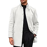 Runcati Mens Trench Coat Stand Collar Casual Slim Fit Single Breasted Pea Coat Overcoat