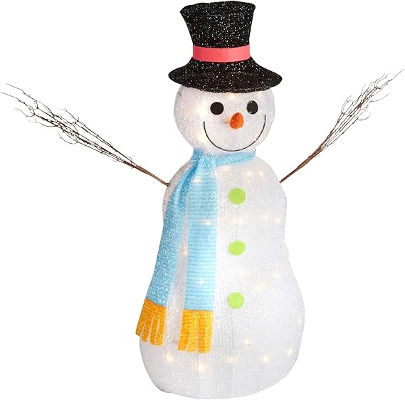 Nantucket Home LightUp Tinsel Snowman with Twig Arms