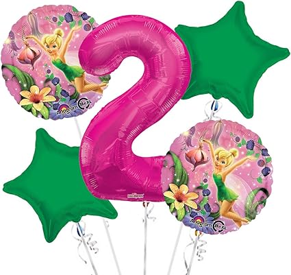 Amazon Com Tinkerbell Balloon Bouquet 2nd Birthday 5 Pcs Party