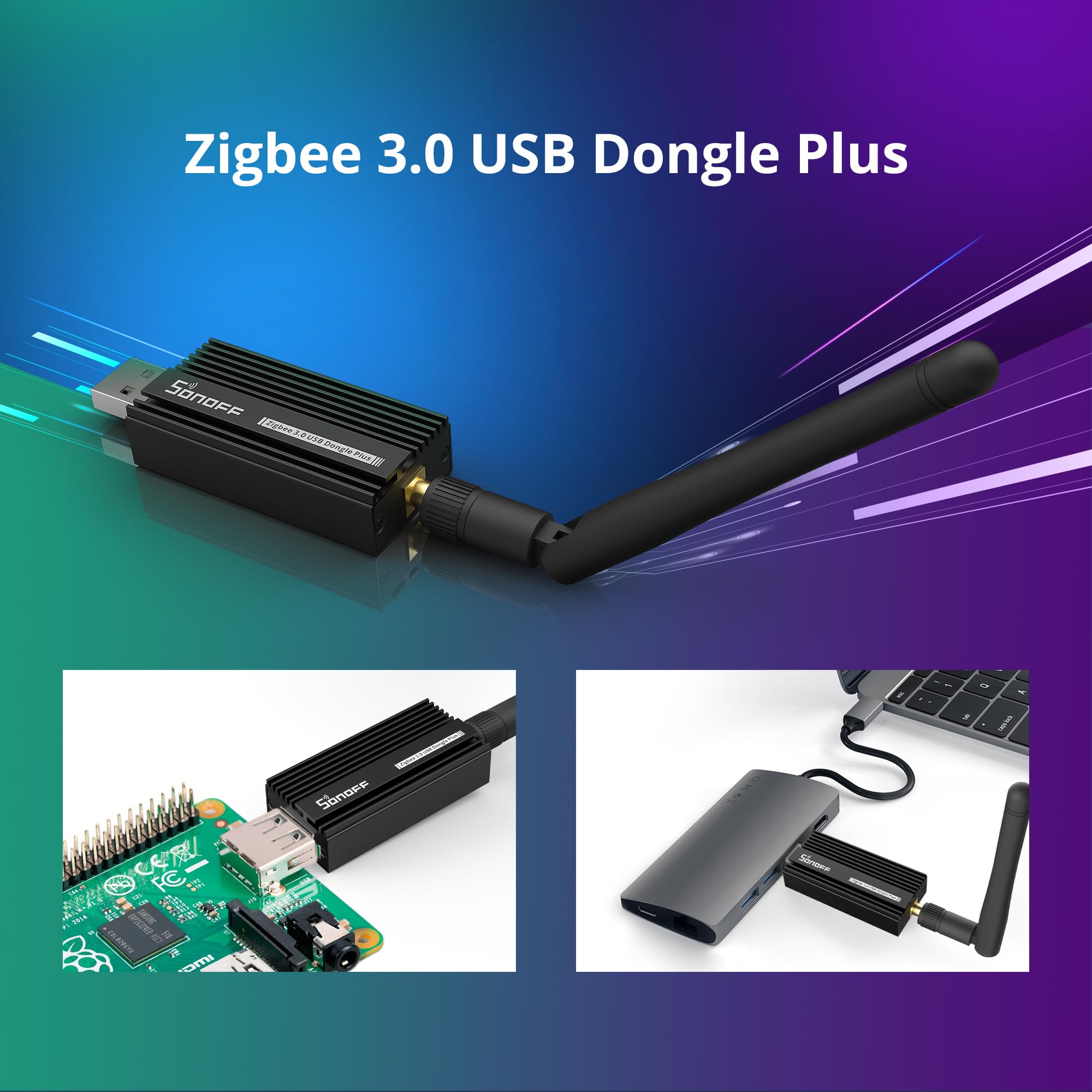 SONOFF Zigbee Gateway, ZBDongle-E 3.0 USB Dongle Plus,EFR32MG21 + CH9102F/CP2102N Zigbee USB-Stick EFR32MG21 Coordinator für für ZHA in Home Assistant or Zigbee2MQTT,Open HAB etc. 2