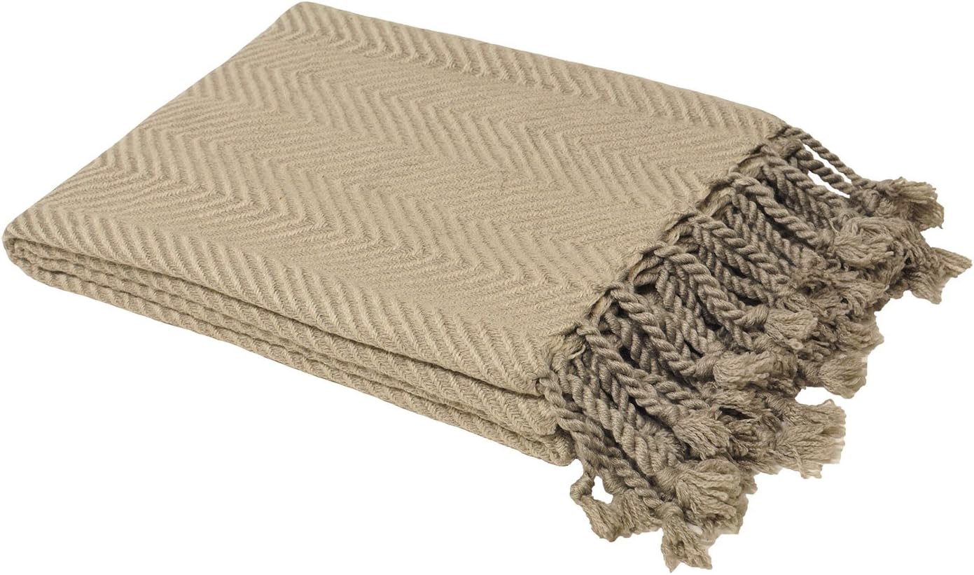 Riva Paoletti Brasilia Taupe Throws, 140 x 180 cm, Acrylic, Beige