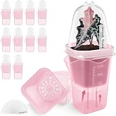 Vandorelle 12 Pack 2.5" Small Pink Self Watering Pot with Humidity Dome for Indoor Plant,Clear Seed Starter Cup,Tissue Culture Acclimation Kit,Alocasia Corm Propagation,African Violet,Cutting,Seedling