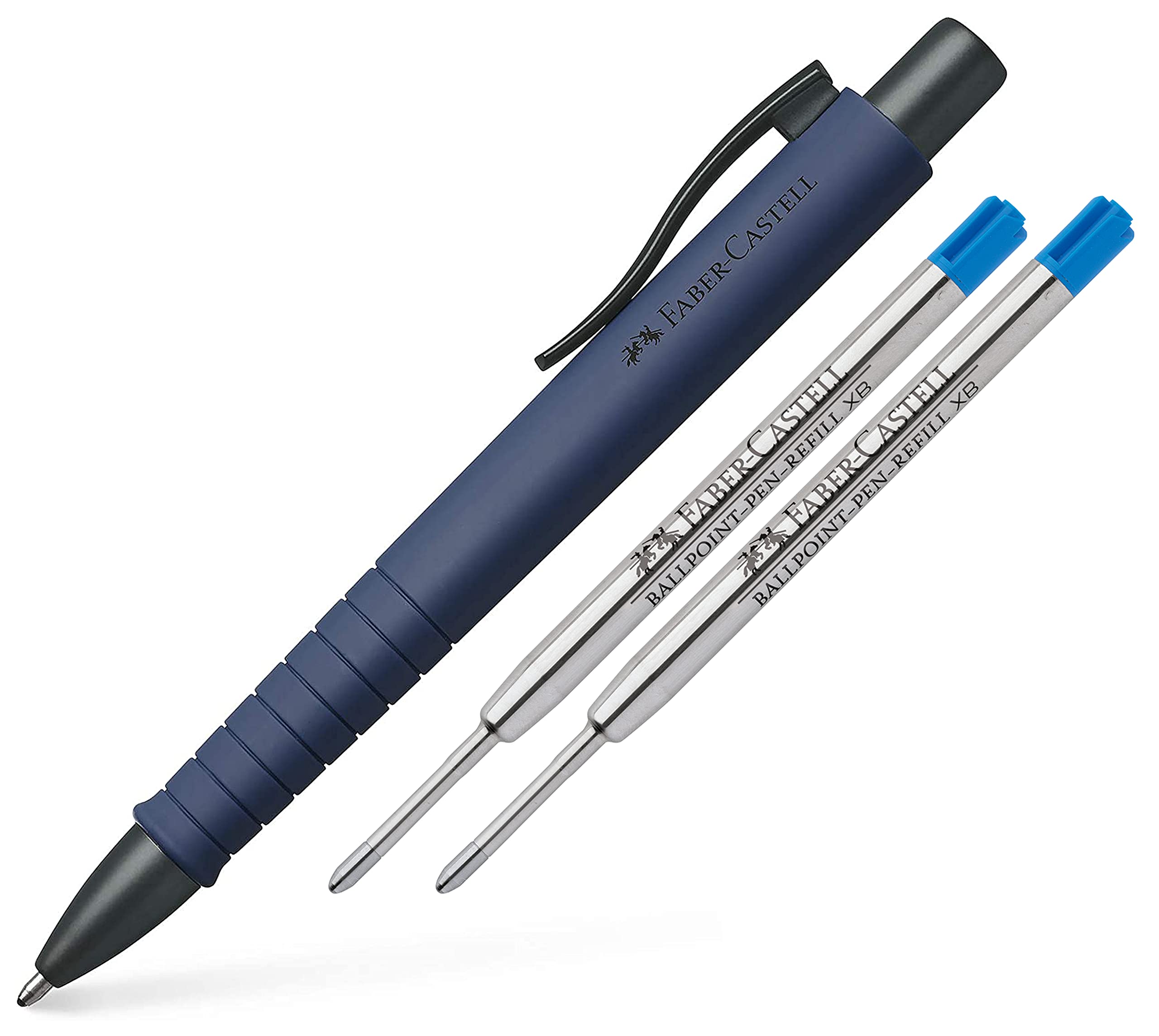 Faber-Castell - Poly Ball XB Stationery Ballpoint Pen (Urban Navy Blue, Ballpoint Pen + Refills)